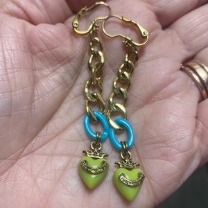 Juicy Couture Chain Heart Earrings Dangle Lever Back